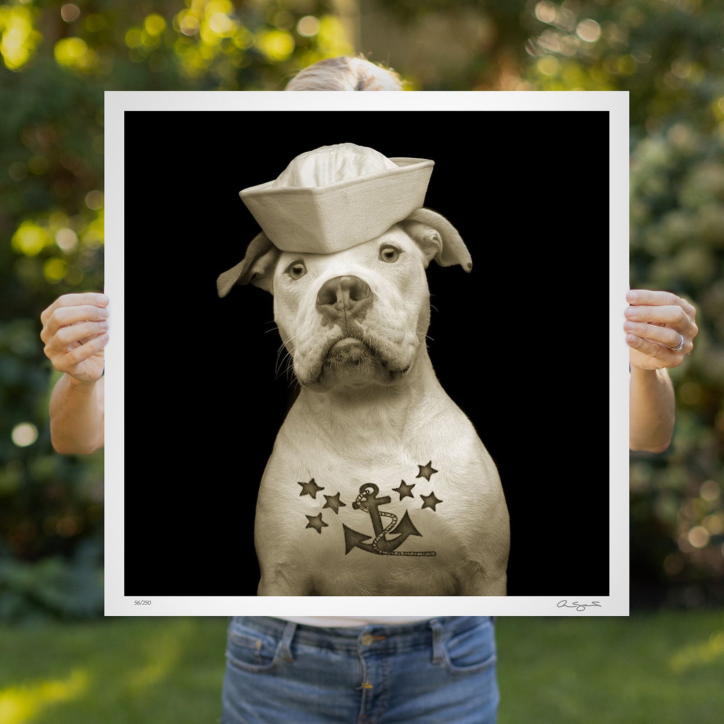 GIFT ART FOR A CAUSE x HOME BASE - SIGNED LIMITED EDITION 24x24 ART PRINT - FLUKE, THE SALTY DOG